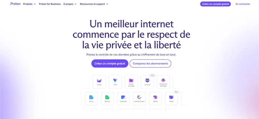 Capture d’écran du site de Proton Mail Image: Capture d’écran du site de Proton Mail