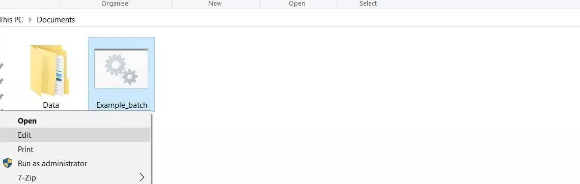 Image: Fichier batch dans l’explorateur Windows