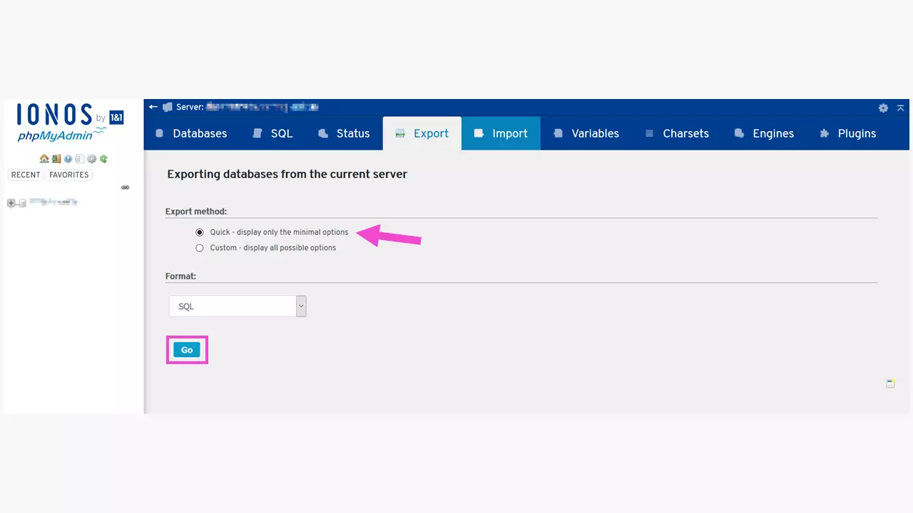 Image: WordPress Staging 1ère étape : sauvegarder la base de données existante