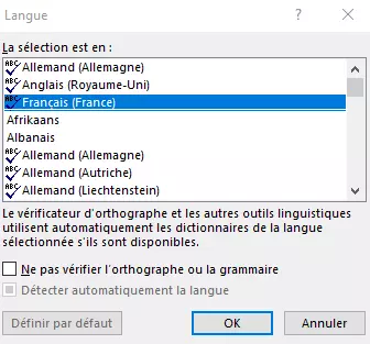Image: Sélectionner la langue