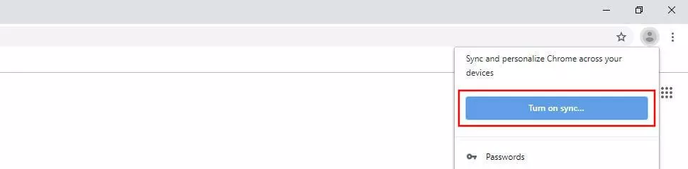 Image: Google Chrome : bouton « Activer la synchronisation »