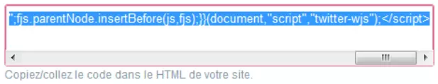 Image: Intégration du code pour le widget personnalisé