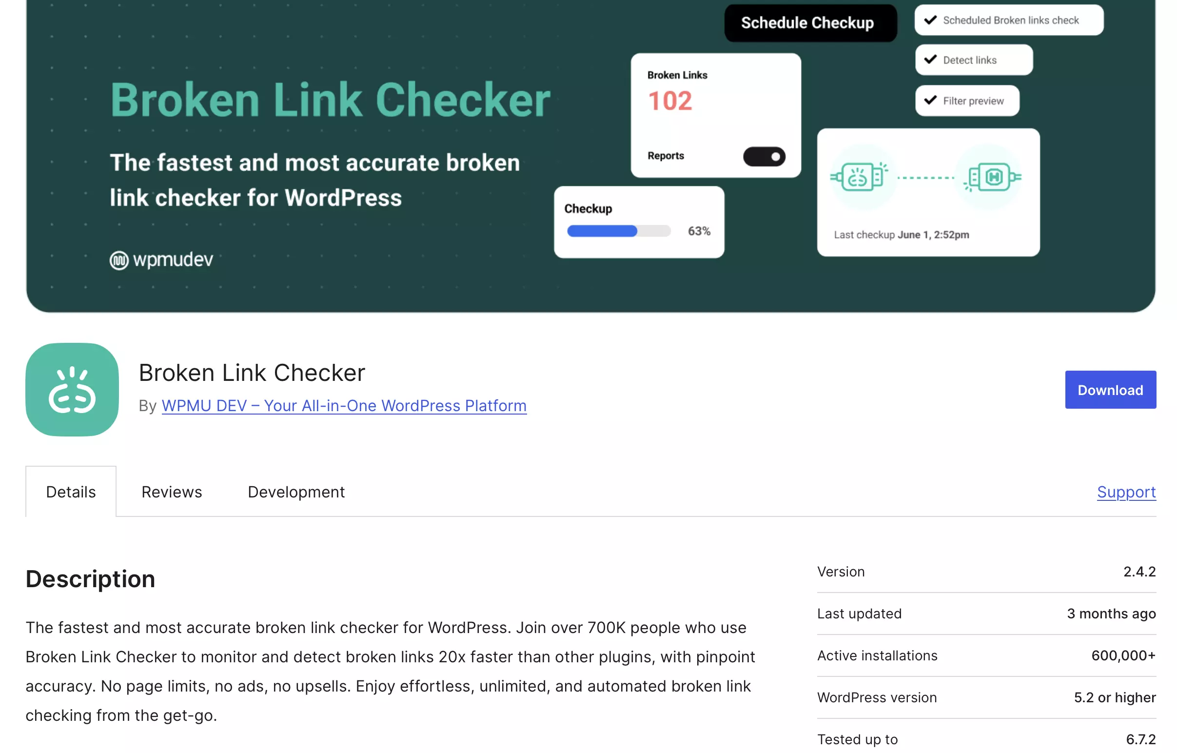 WordPress.org : page d’aperçu du plugin Broken Link Checker Image: WordPress.org : page d’aperçu du plugin Broken Link Checker