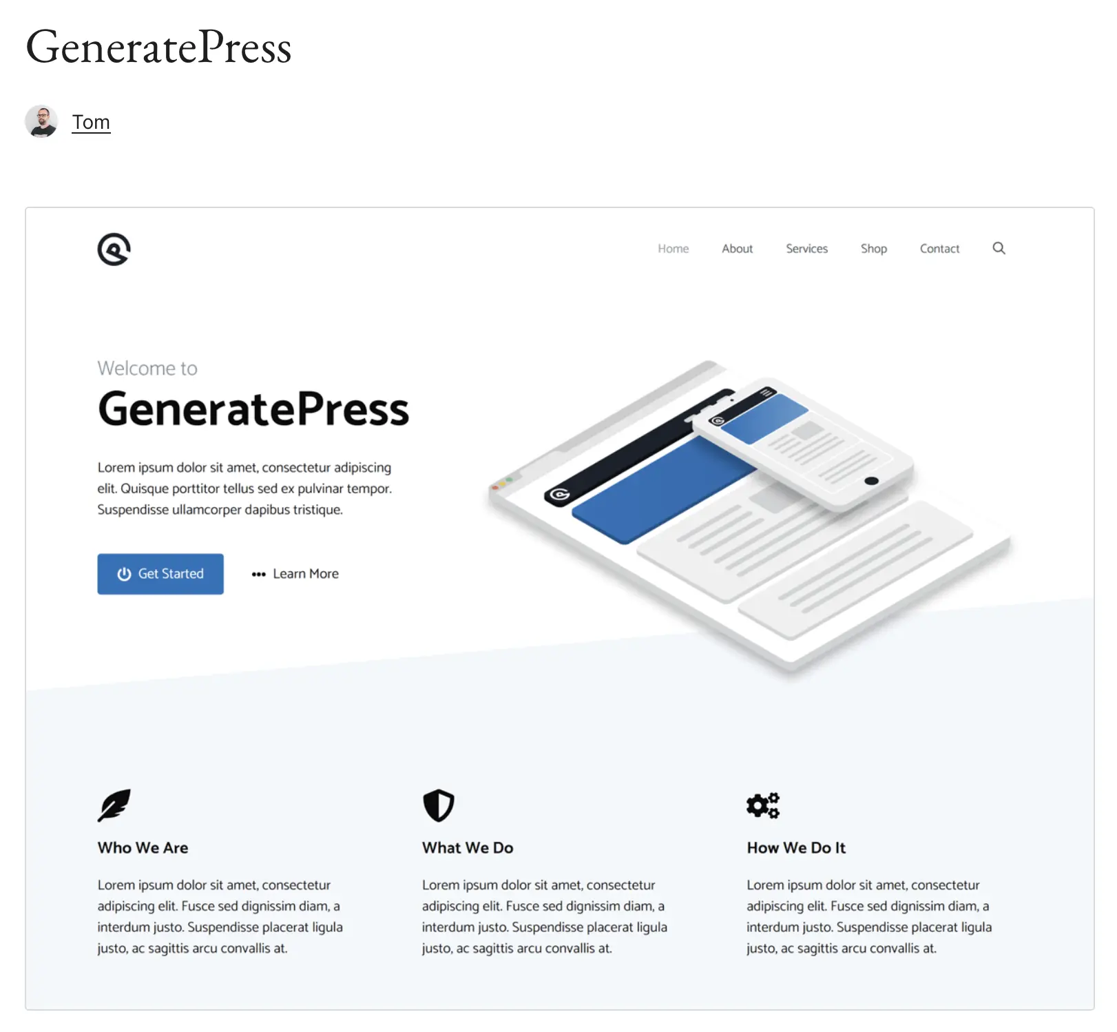 Aperçu du thème WordPress GeneratePress sur WordPress.org Image: Aperçu du thème WordPress GeneratePress sur WordPress.org