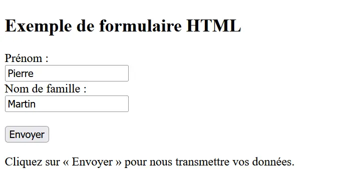 Exemple de formulaire HTML simple Image: Exemple de formulaire HTML simple