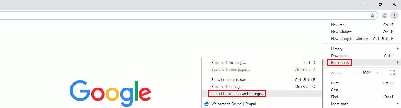 Image: Menu principal de Google Chrome