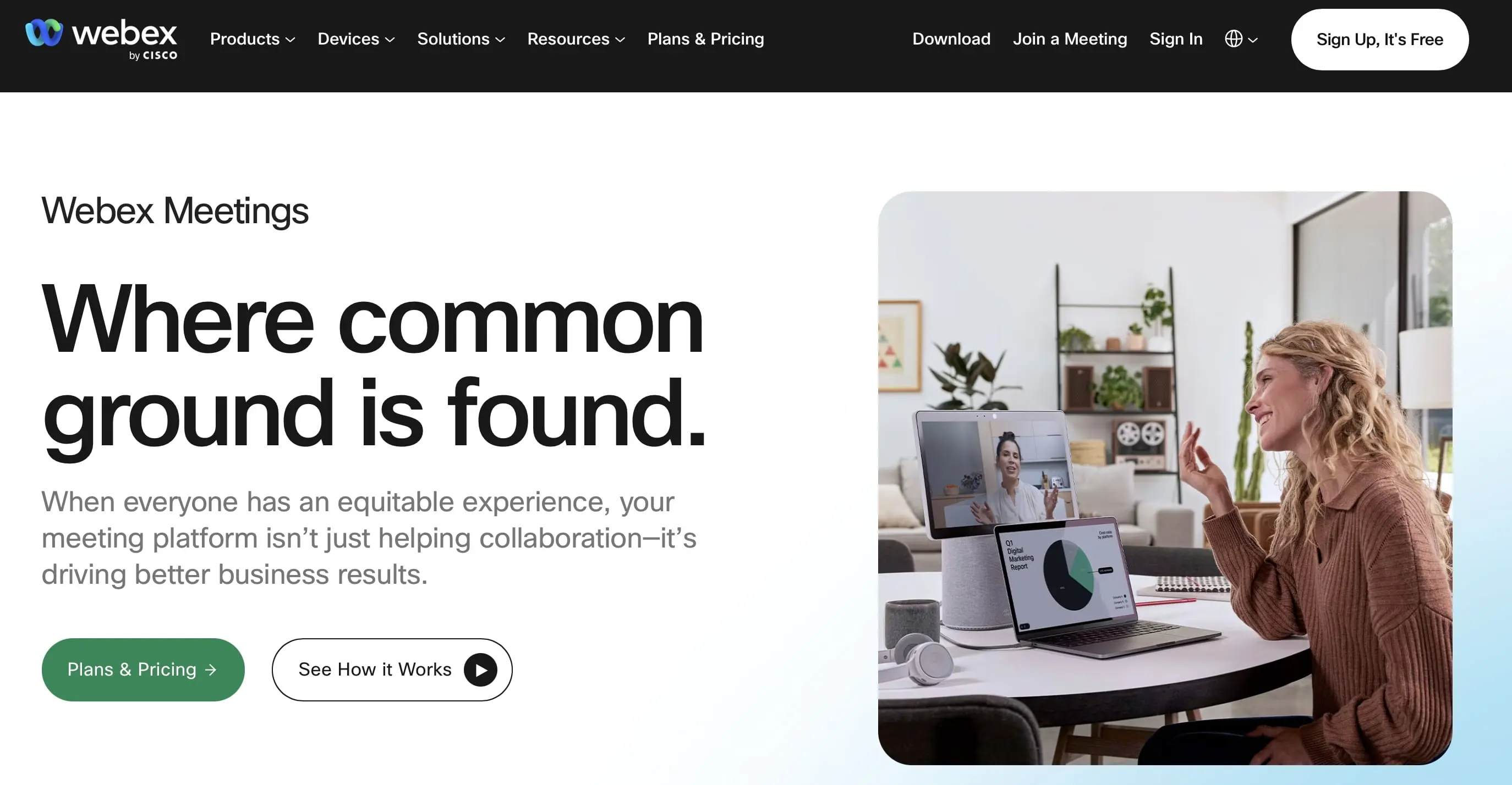 Capture d’écran du site Web de Webex Image: Capture d’écran du site Web de Webex