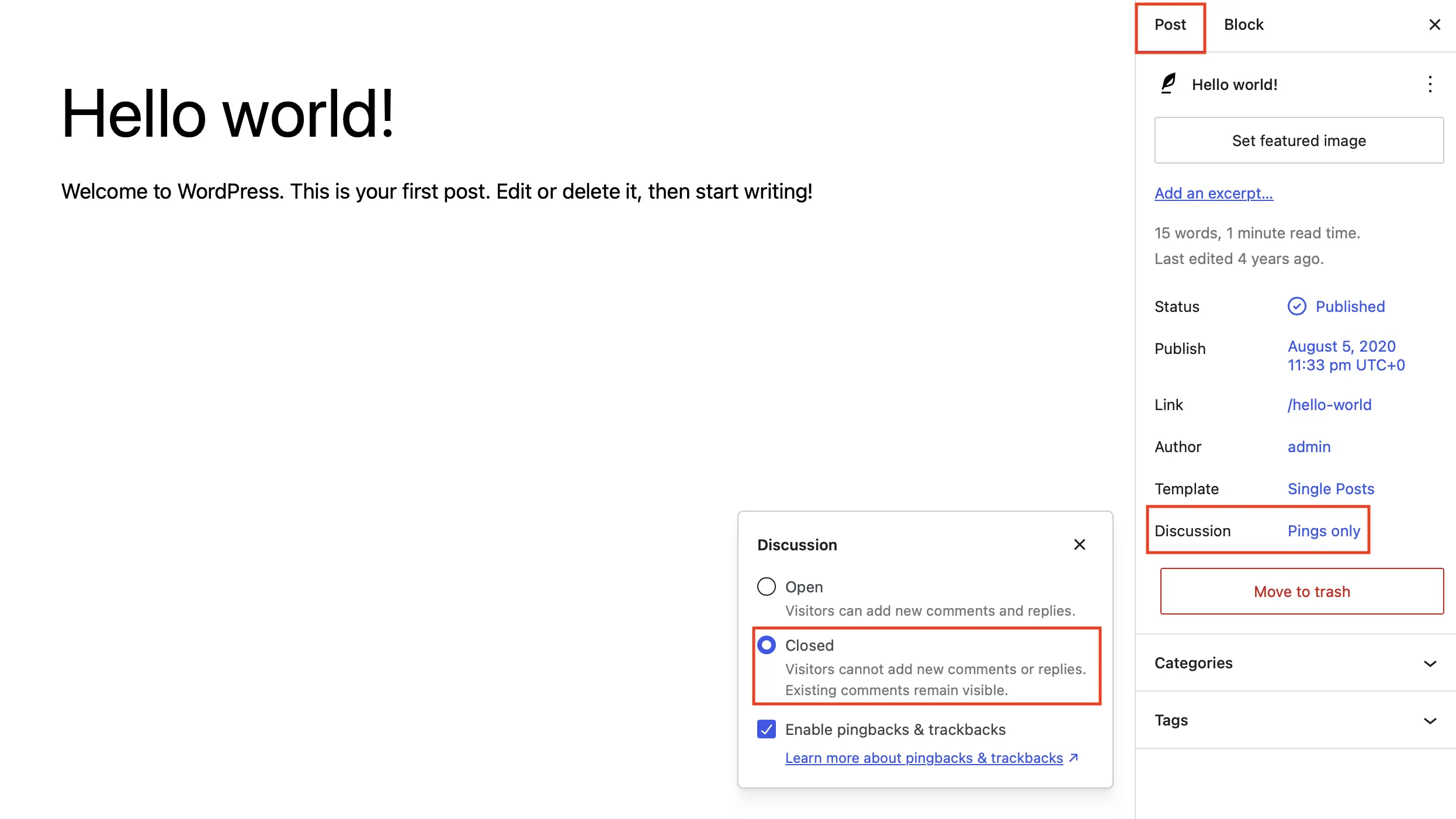 Image: &Eacute;diteur Gutenberg avec panneau lat&eacute;ral