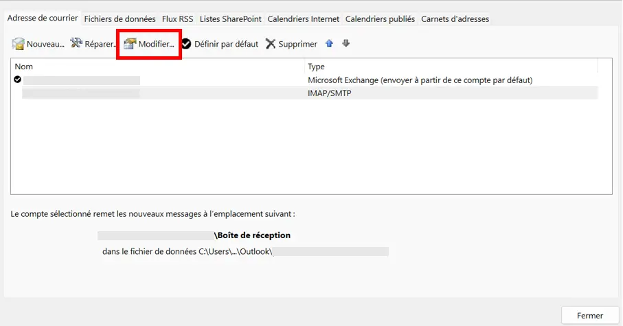 Changer l’expéditeur dans Outlook : sélectionnez le compte Outlook que vous souhaitez modifier Image: Changer l’expéditeur dans Outlook : sélectionnez le compte Outlook que vous souhaitez modifier