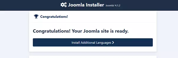 Image: Message après une installation réussie de Joomla