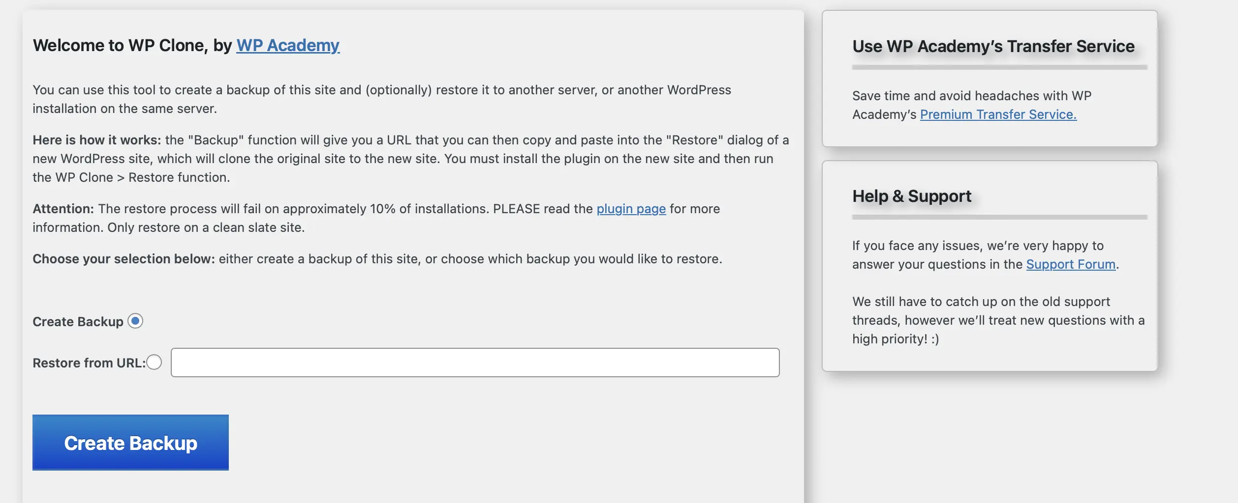 Image: Capture d’écran de WordPress Clone