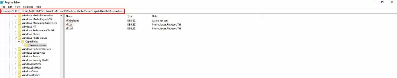 Image: Éditeur de registre sous Windows 10