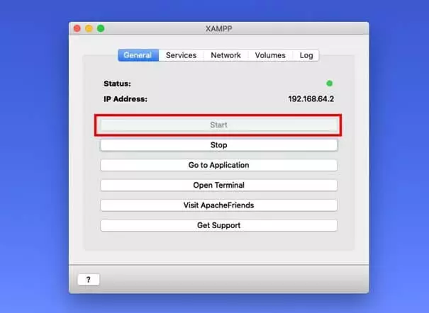 Image: Interface utilisateur avec les paramètres généraux de XAMPP