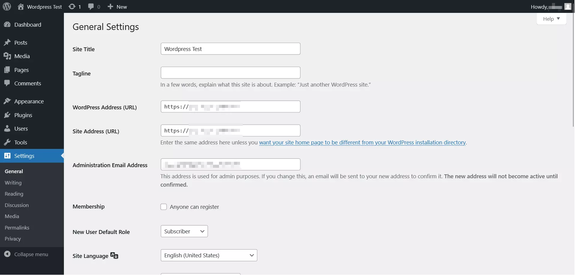 Option du menu « Settings » dans le panneau de contrôle Option du menu « Settings » dans le panneau de contrôle
