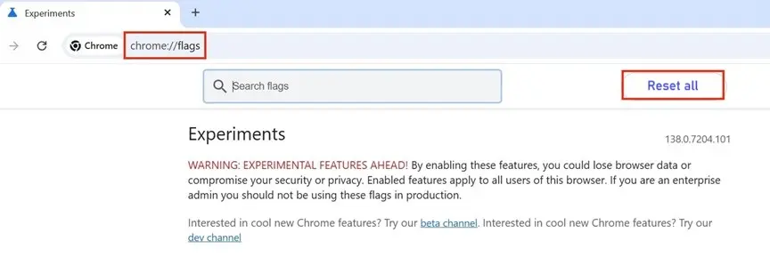 Chrome Flags Image: Chrome Flags