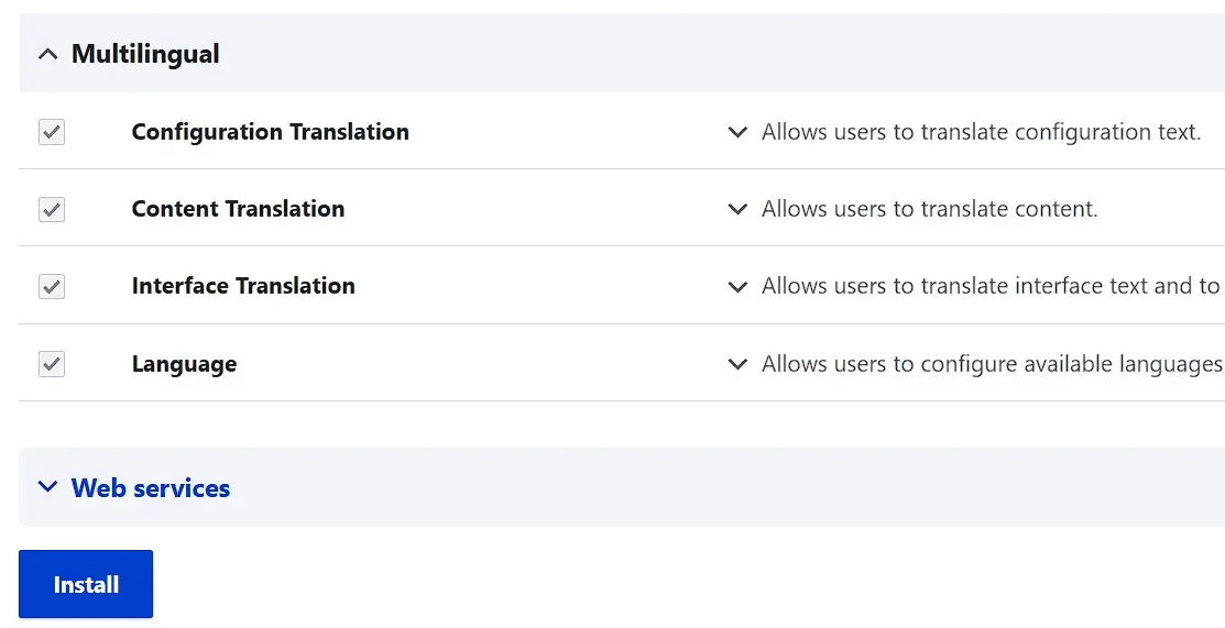Image: Menu &laquo; Language &raquo; de Drupal
