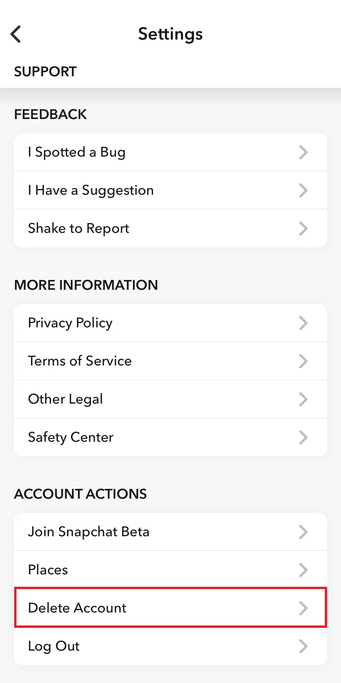 Image: Paramètres de l’application Snapchat