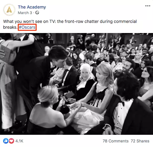 Image: Event hashtag sur Facebook : #Oscars