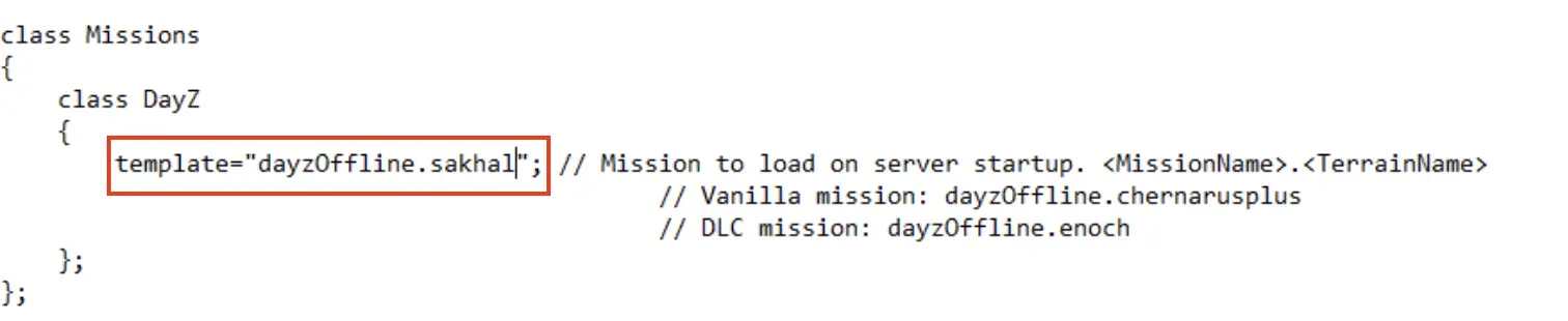 Capture d’écran du fichier de configuration du serveur DayZ Image: Capture d’écran du fichier de configuration du serveur DayZ