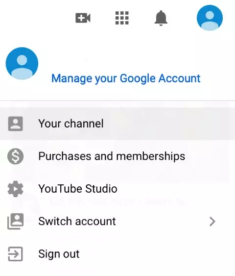 Image: YouTube : menu déroulant