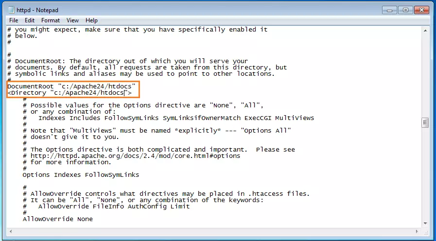 Image: Fichier de configuration httpd.conf