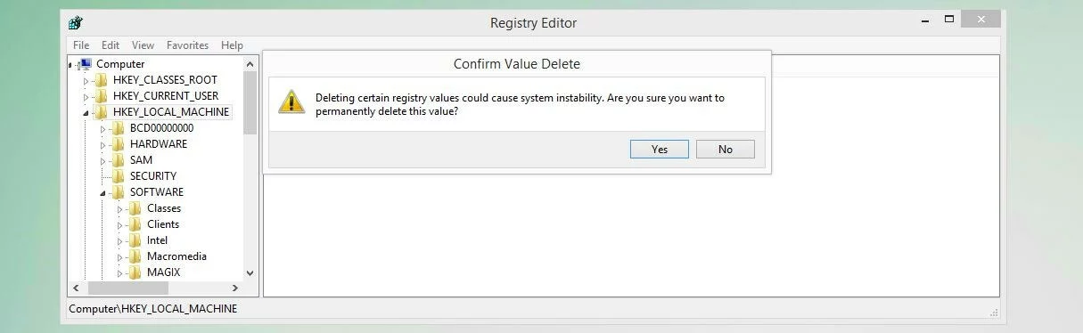 Image: Éditeur de registre dans Windows 10