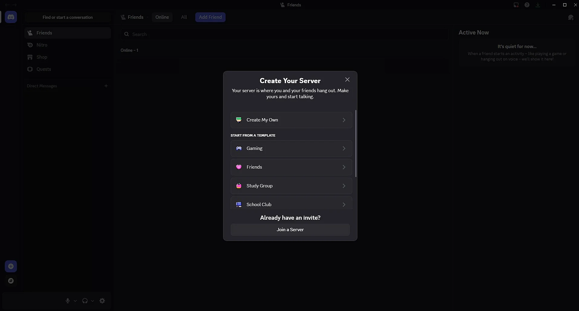 Image: Click “Create Server” in the window that opens