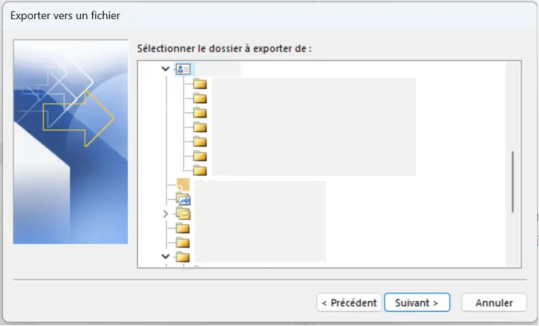 Image: Aperçu des dossiers dans Outlook 365
