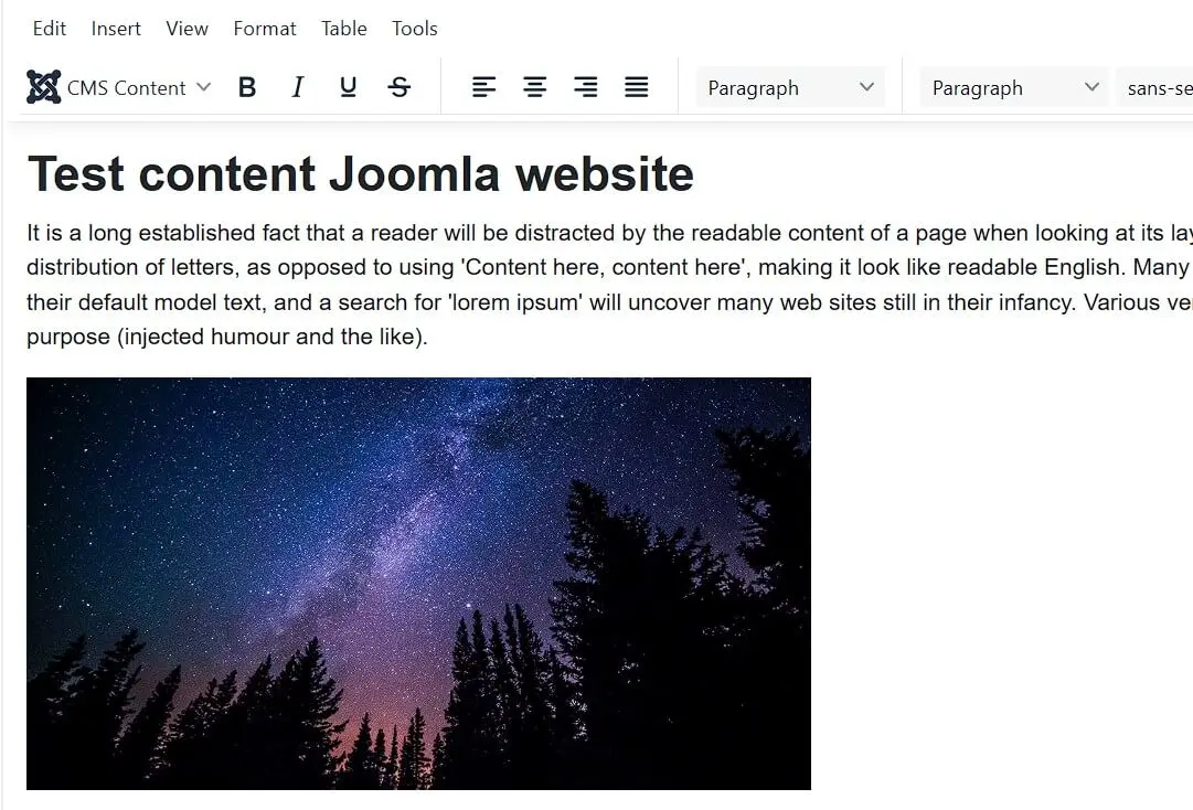 Article Joomla avec image d’exemple Image: Article Joomla avec image d’exemple