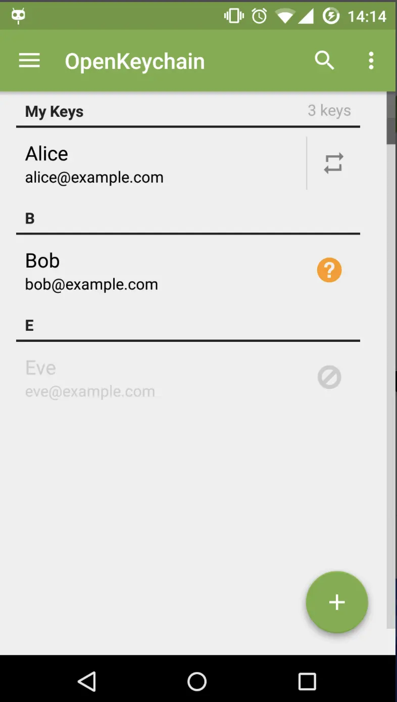 Image: Interface de l’application OpenKeychain : Easy PGP