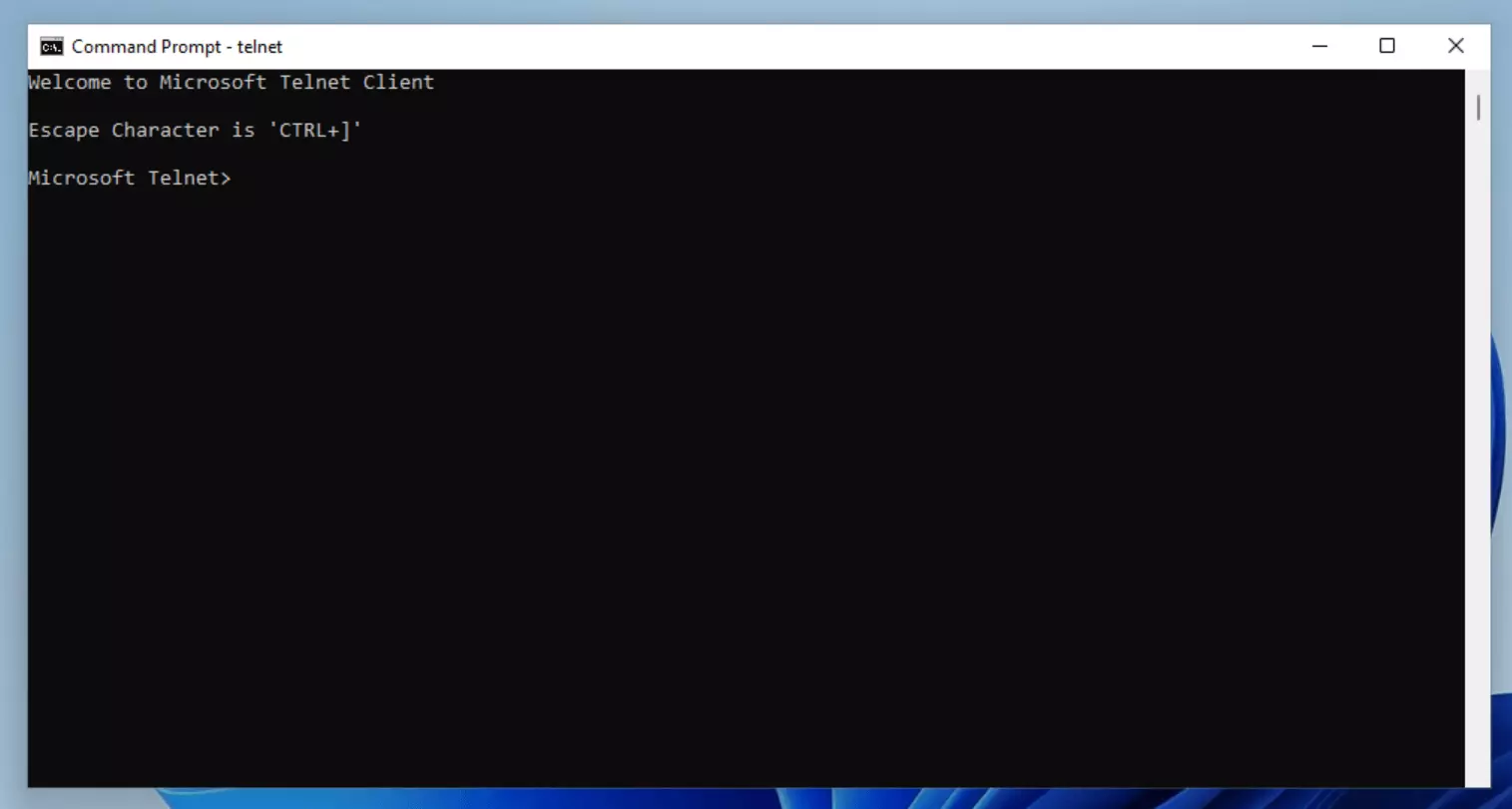 Image: Client Telnet sous Windows 11