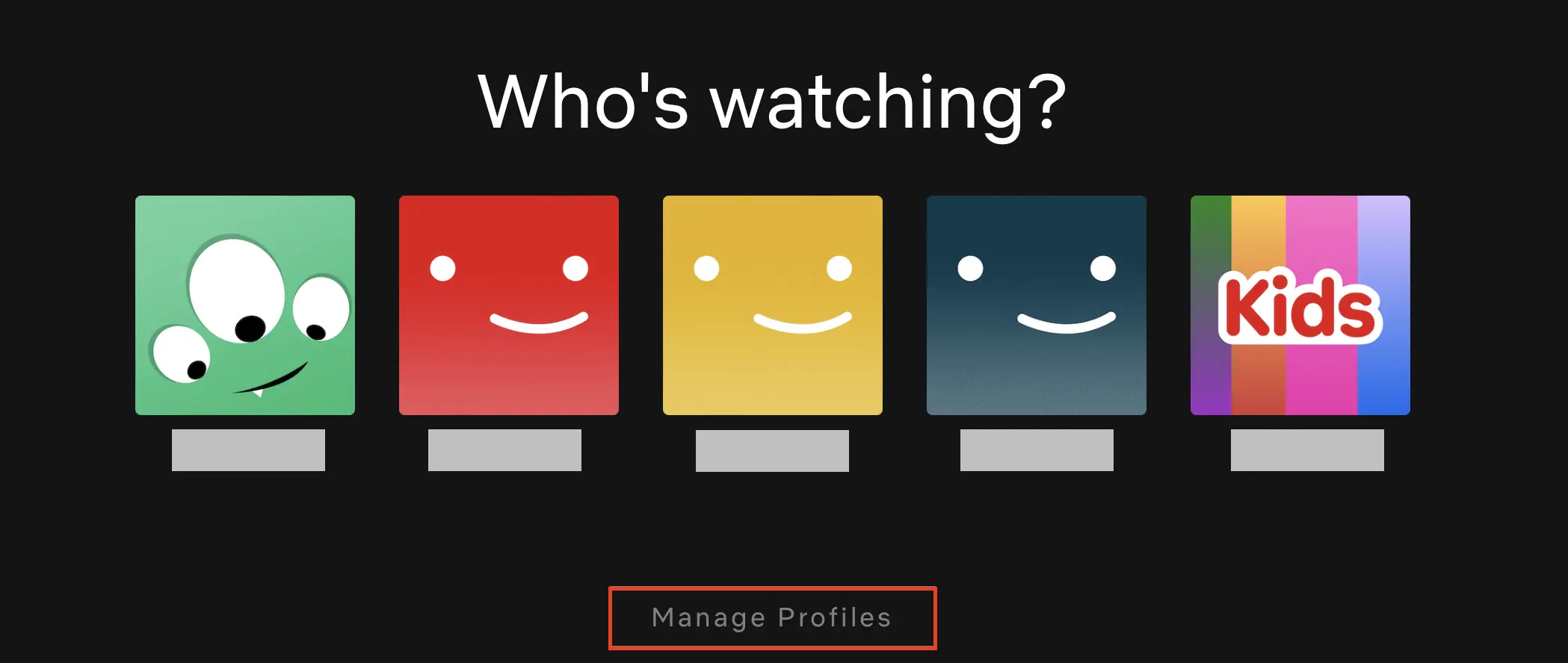 Image: Capture d’écran de la version navigateur de Netflix avec l’option « Gérer les profils »