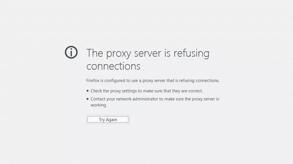 Image: [« Impossible de se connecter au serveur proxy », message d’erreur en anglais