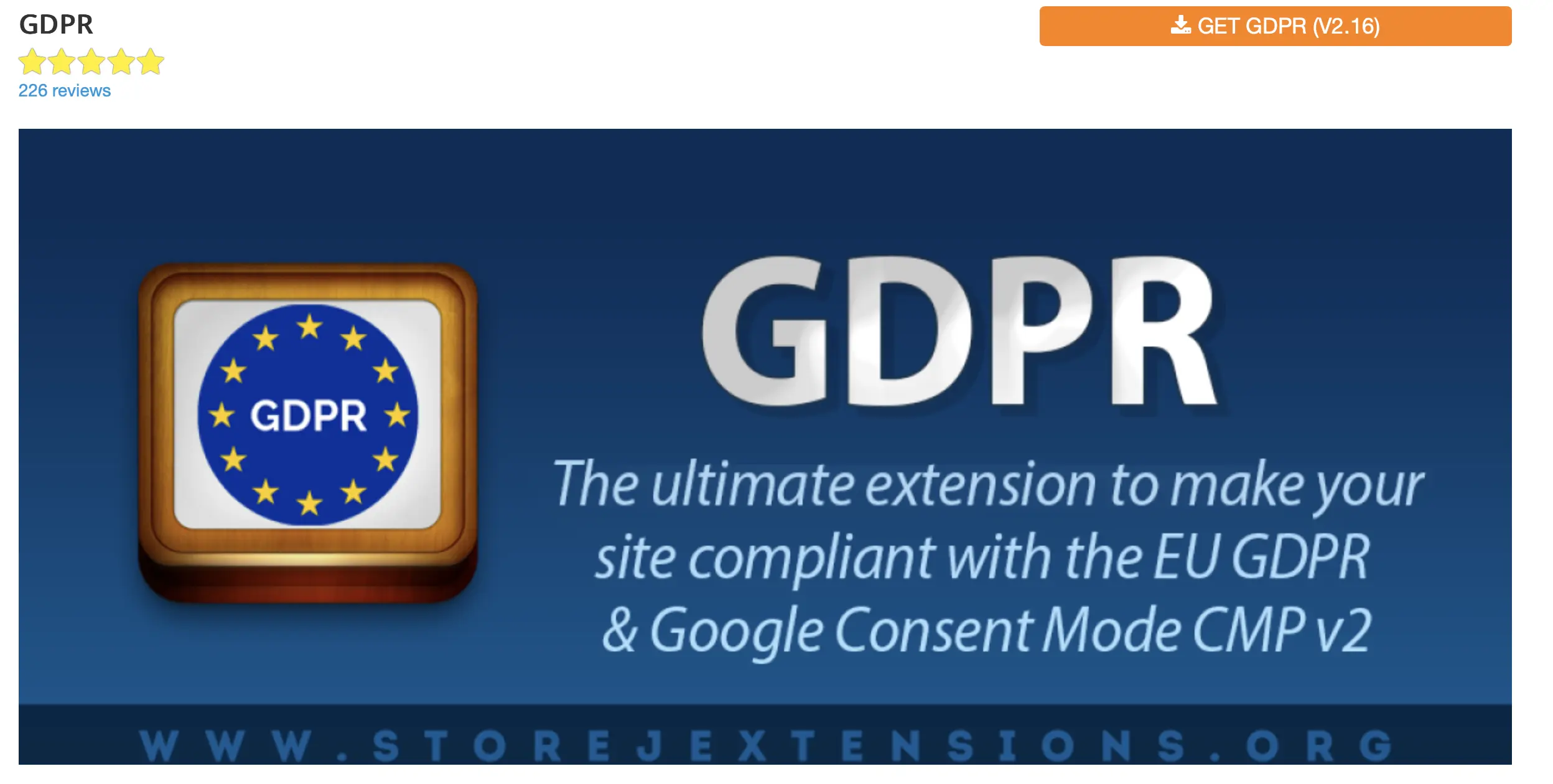 Image: Capture d’écran du site Web du plugin Joomla GDPR