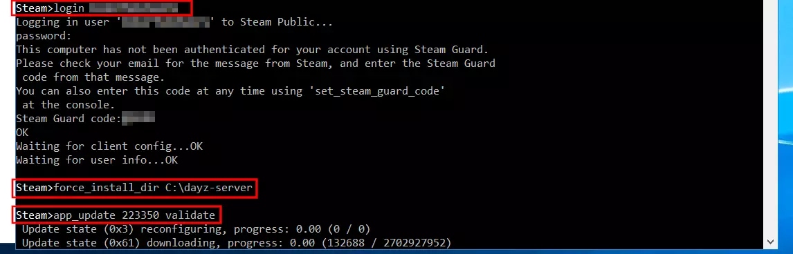 SteamCMD : installation du serveur DayZ Image: SteamCMD : installation du serveur DayZ