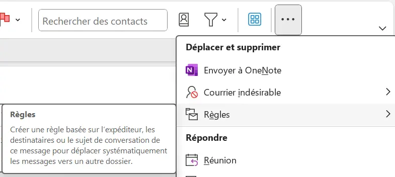 Image: Ruban Outlook : menu Accueil