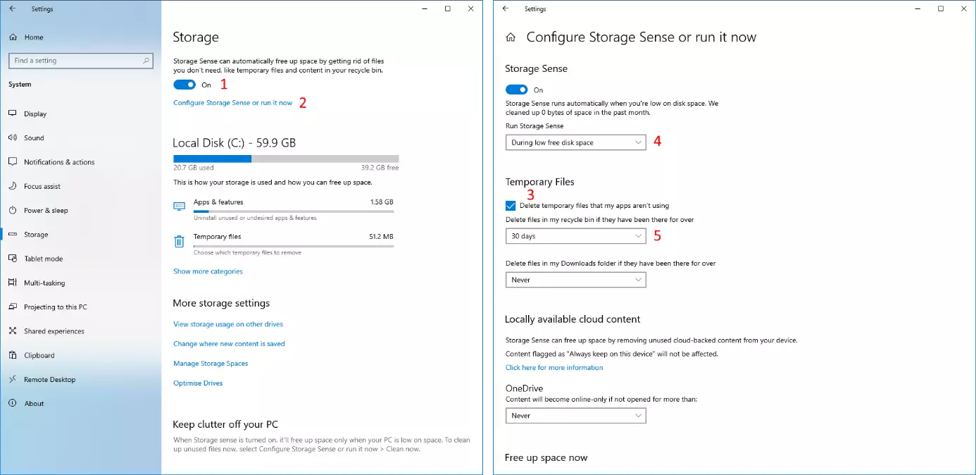 Image: Assistant de stockage dans Windows