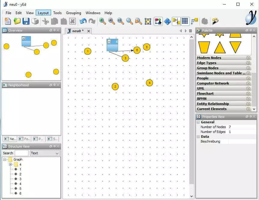Image: interface utilisateur de yEd Graph Editor
