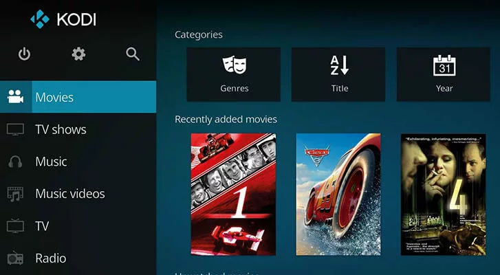 Image: L’interface utilisateur de Kodi