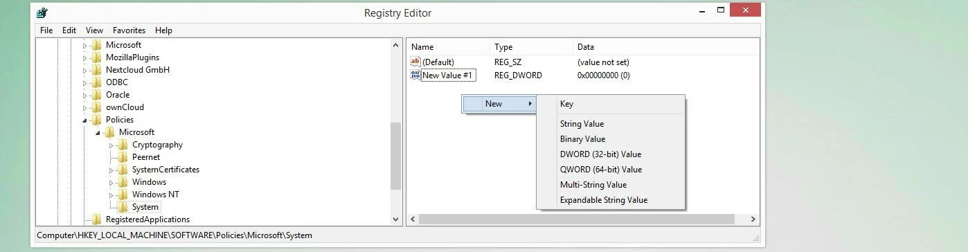 Image: Windows 10 : éditeur de registre