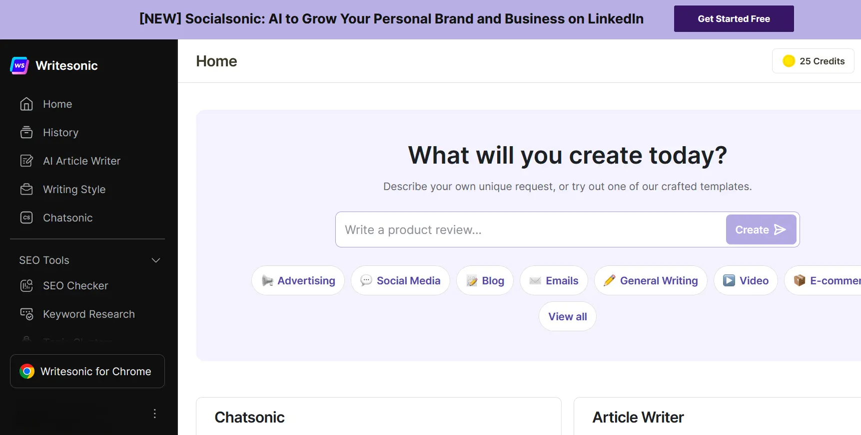 Image: Capture d’écran du site Writesonic