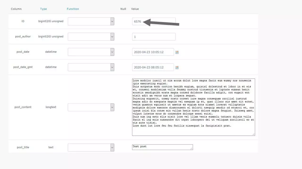 Image: API REST WordPress : aperçu d’une publication dans la base de données 
