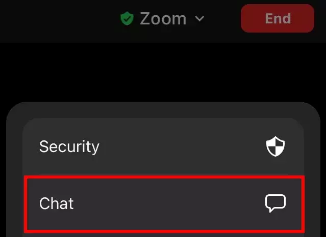 Image: Fonction de Chat dans l’application mobile Zoom
