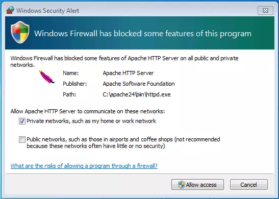 Image: Avis de sécurité Windows : le pare-feu bloque les fonctions du programme