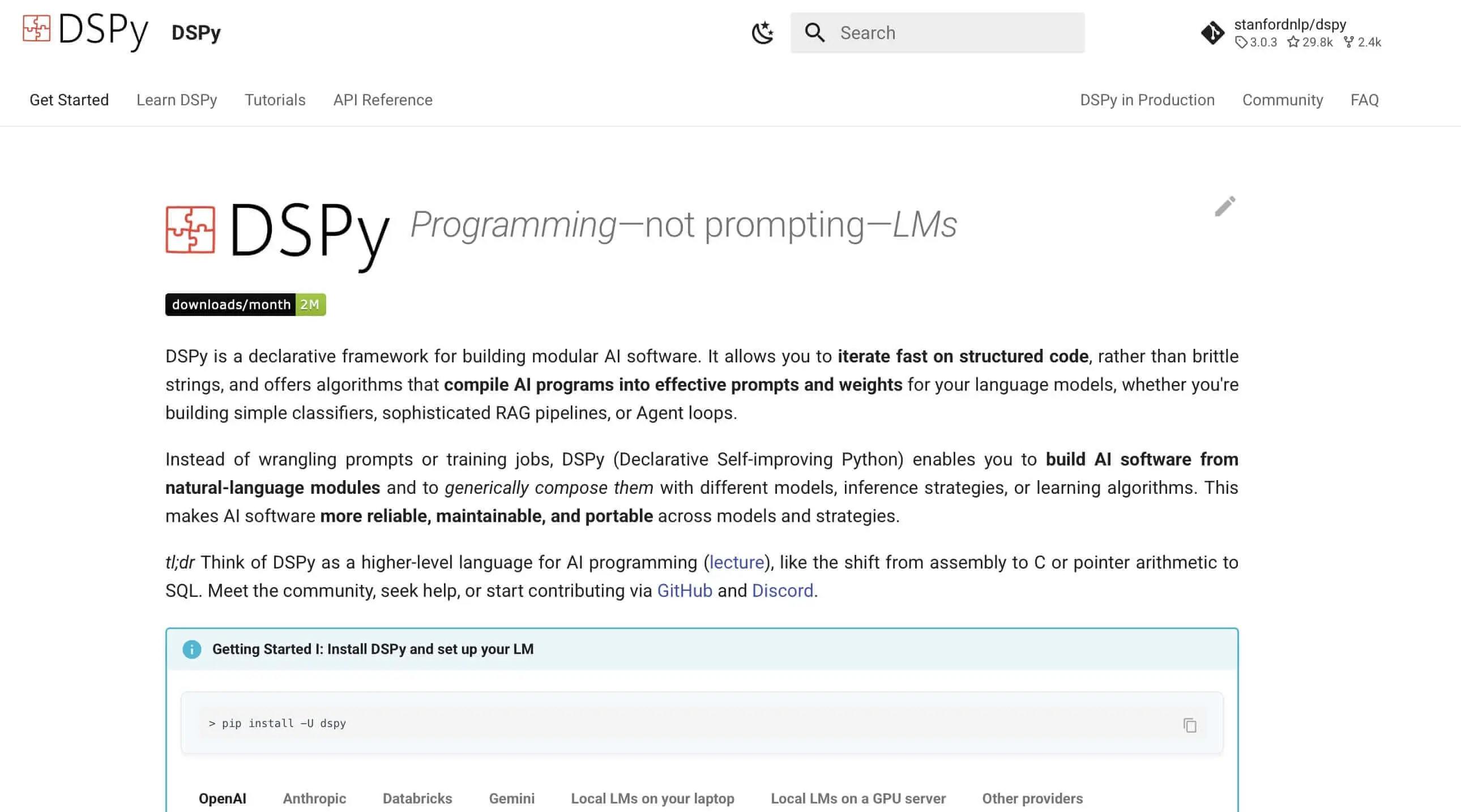 Image: Capture d’écran du site Web de DSPy