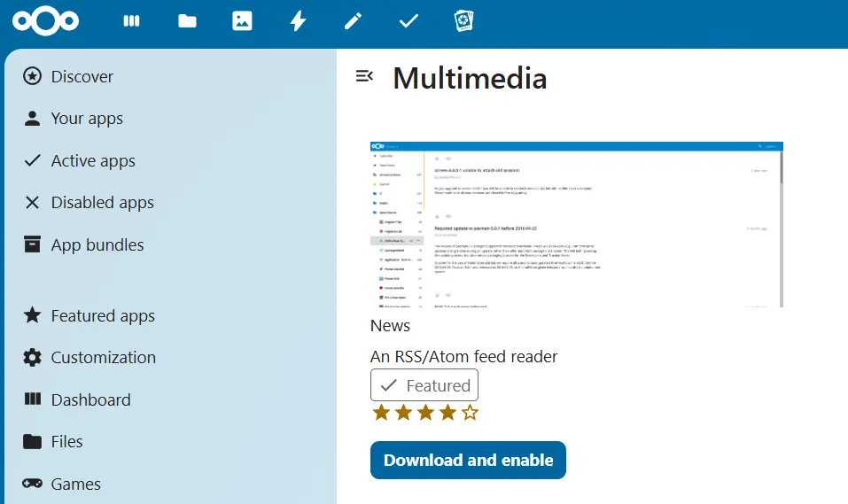 News dans l’App Store de Nextcloud Image: News dans l’App Store de Nextcloud