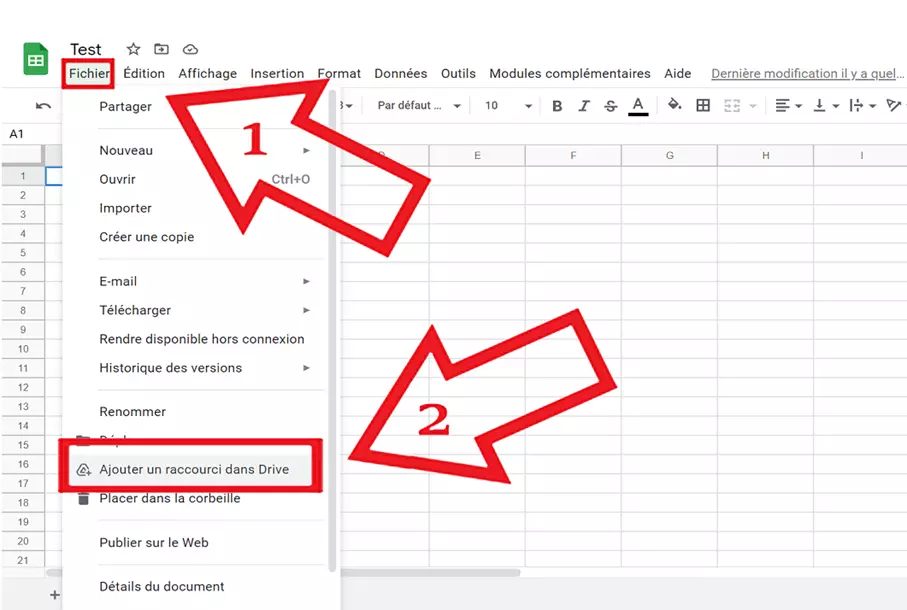 Image: Stockez vos Fichiers Google dans Google Drive via « Fichier » et « Ajouter un raccourci dans Drive »