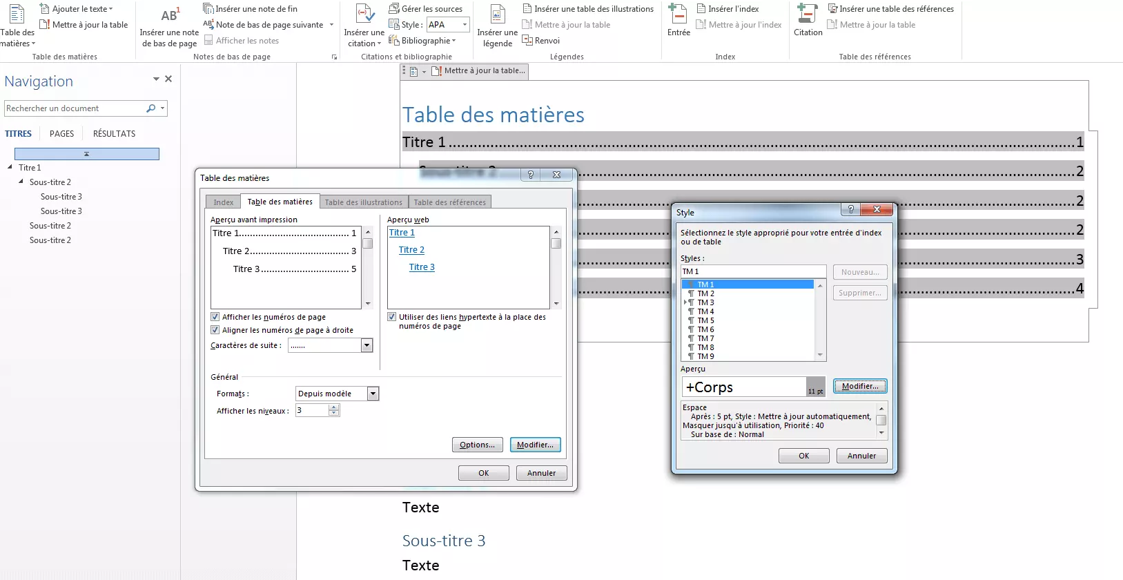 Image: Menu « Styles » dans Word pour ajuster son texte.