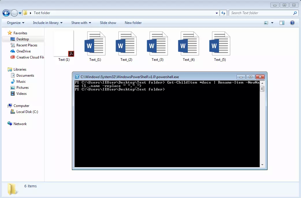 Image: Résultat du renommage des fichiers via PowerShell