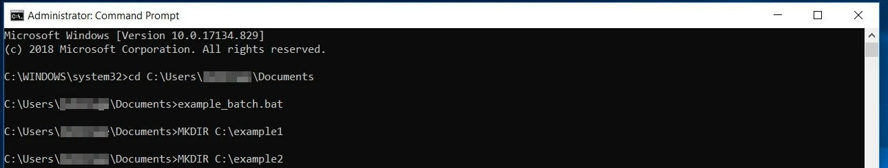 Image: Invite de commande de Windows 10 : exécution d’un fichier batch
